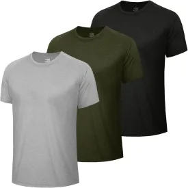 3 Pack Workout Mens Shirts - Quick Dry Causal Moisture Wicking Work Gym Athletic Short Sleeve for Basketball Running