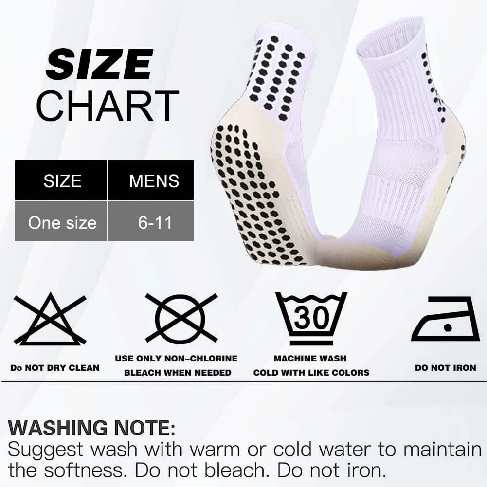 5 Pack Men's Soccer Socks Anti Slip Non-Slip Grip Pads for Football Basketball Sports Grip Soccer Socks