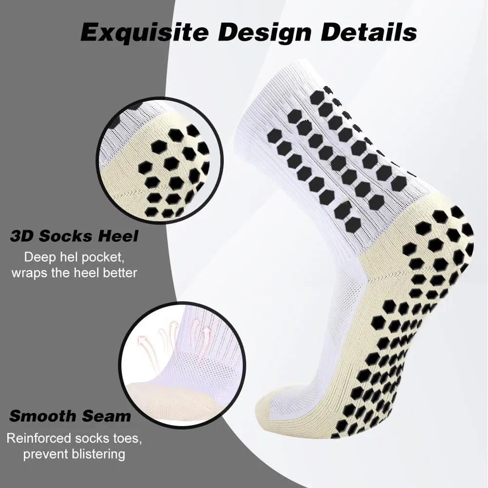 5 Pack Men's Soccer Socks Anti Slip Non-Slip Grip Pads for Football Basketball Sports Grip Soccer Socks