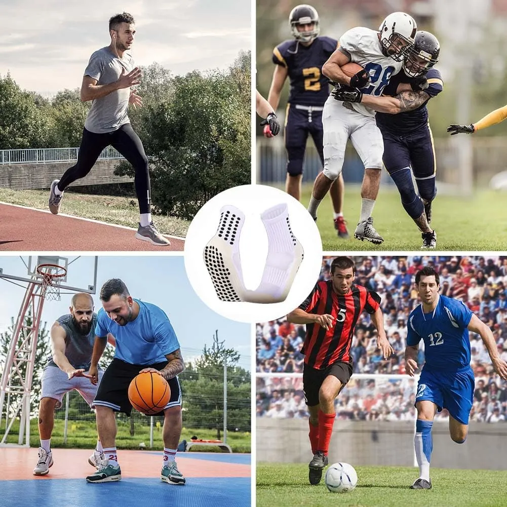 5 Pack Men's Soccer Socks Anti Slip Non-Slip Grip Pads for Football Basketball Sports Grip Soccer Socks