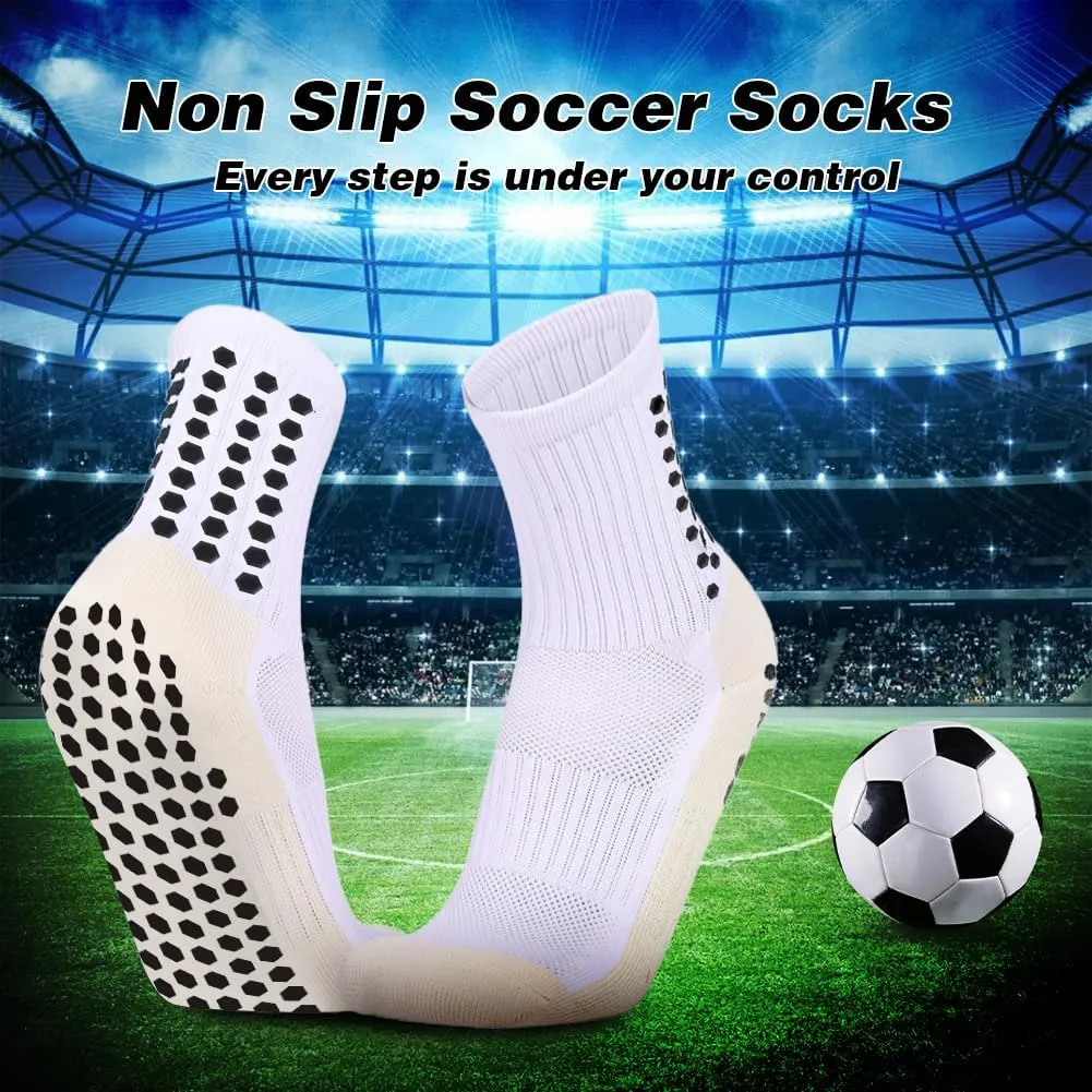 5 Pack Men's Soccer Socks Anti Slip Non-Slip Grip Pads for Football Basketball Sports Grip Soccer Socks