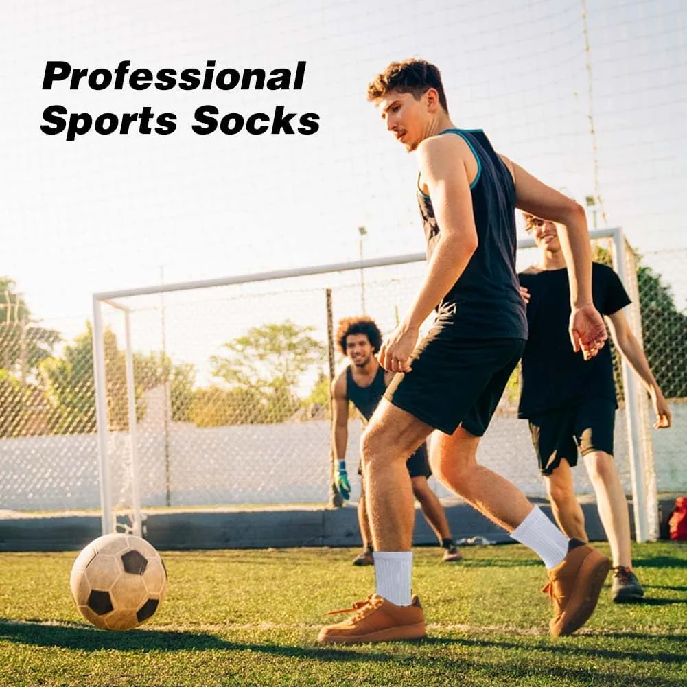 5 Pack Men's Soccer Socks Anti Slip Non-Slip Grip Pads for Football Basketball Sports Grip Soccer Socks