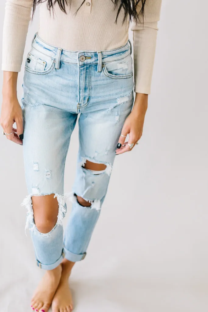 Autumn Rose Ripped Mom Jeans