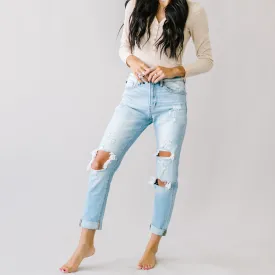 Autumn Rose Ripped Mom Jeans