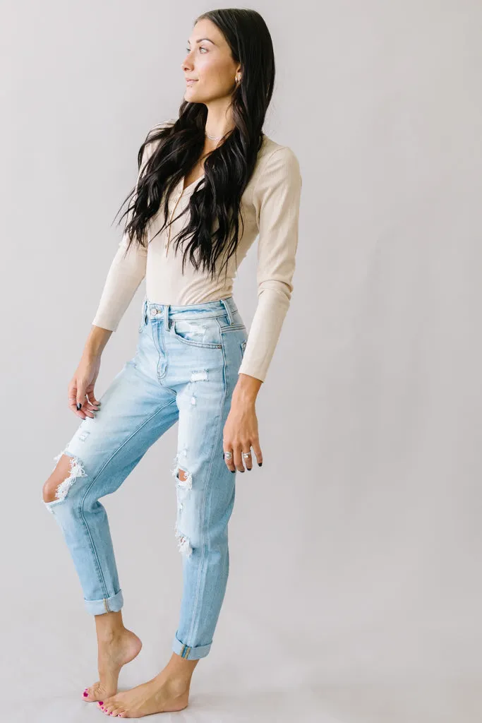Autumn Rose Ripped Mom Jeans
