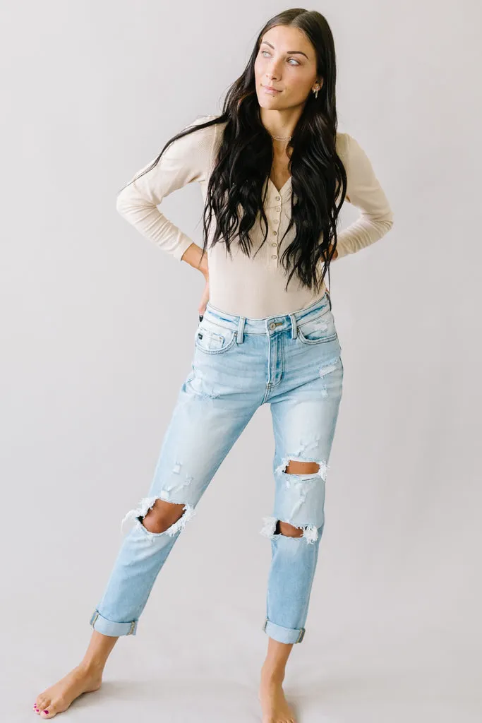 Autumn Rose Ripped Mom Jeans