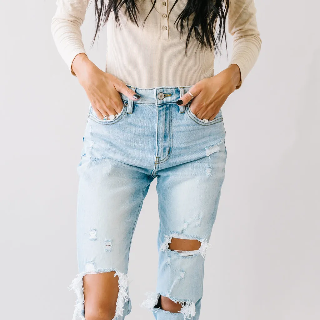 Autumn Rose Ripped Mom Jeans