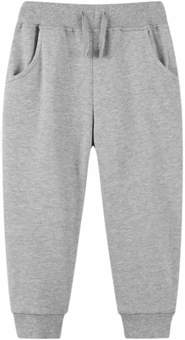 Boys Jogger Pull on Sweatpants Solid Elastic Waist Athletic Running Sport Long Pants Toddler Straight Casual Trousers