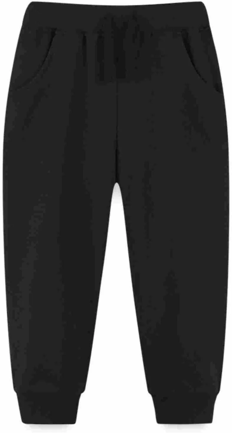 Boys Jogger Pull on Sweatpants Solid Elastic Waist Athletic Running Sport Long Pants Toddler Straight Casual Trousers