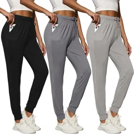 CE' CERDR 3/1 Pack Lightweight Joggers for Women with Pockets Drawstring Athletic Sweatpants for Workout Yoga Running
