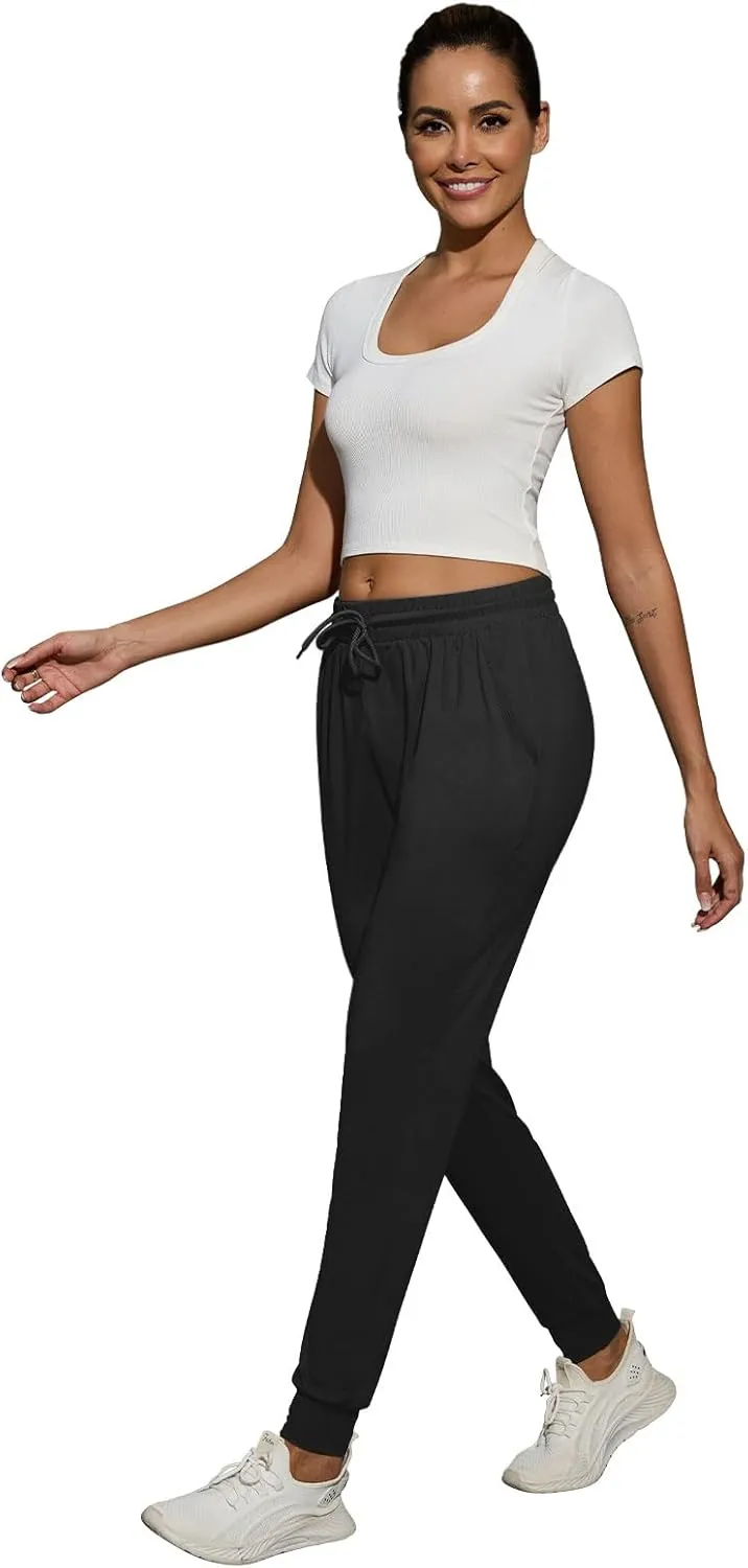 CE' CERDR 3/1 Pack Lightweight Joggers for Women with Pockets Drawstring Athletic Sweatpants for Workout Yoga Running