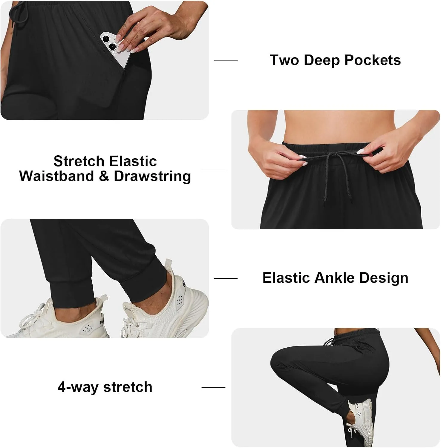 CE' CERDR 3/1 Pack Lightweight Joggers for Women with Pockets Drawstring Athletic Sweatpants for Workout Yoga Running