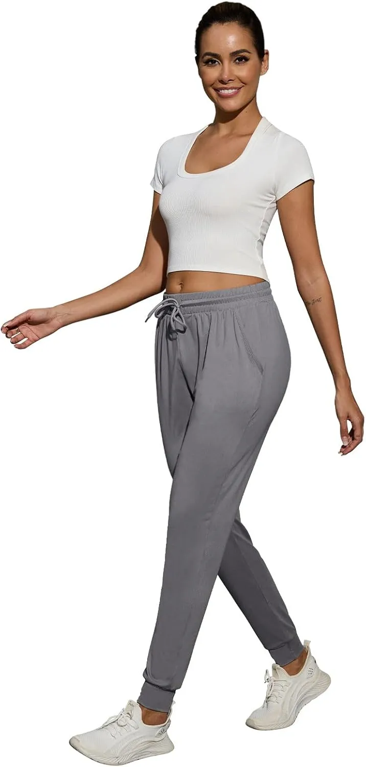 CE' CERDR 3/1 Pack Lightweight Joggers for Women with Pockets Drawstring Athletic Sweatpants for Workout Yoga Running