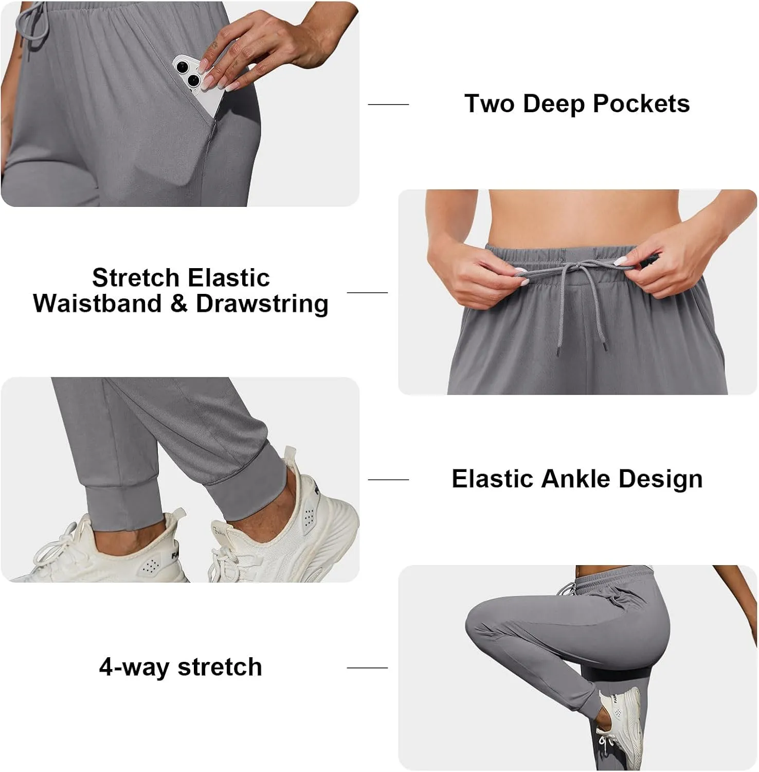 CE' CERDR 3/1 Pack Lightweight Joggers for Women with Pockets Drawstring Athletic Sweatpants for Workout Yoga Running