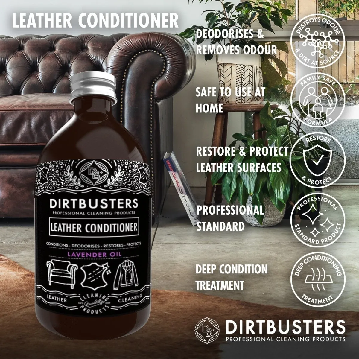 Dirtbusters Leather Conditioner & Protect, Lavender Oil (500ml)