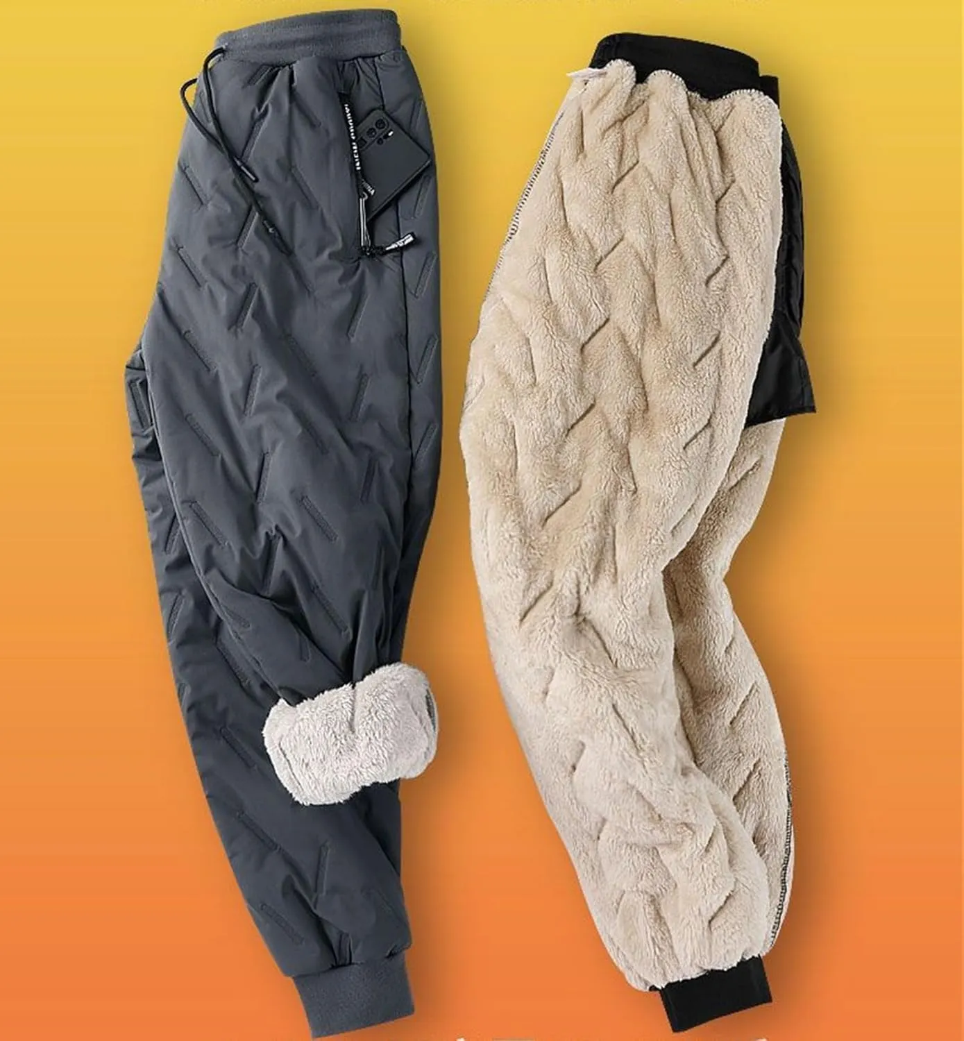 Fleece Active Unisex Sherpa Lined Pants Waterproof Winter Warm Snow Bottom Sweatpants Sports Outdoor Joggers for Men
