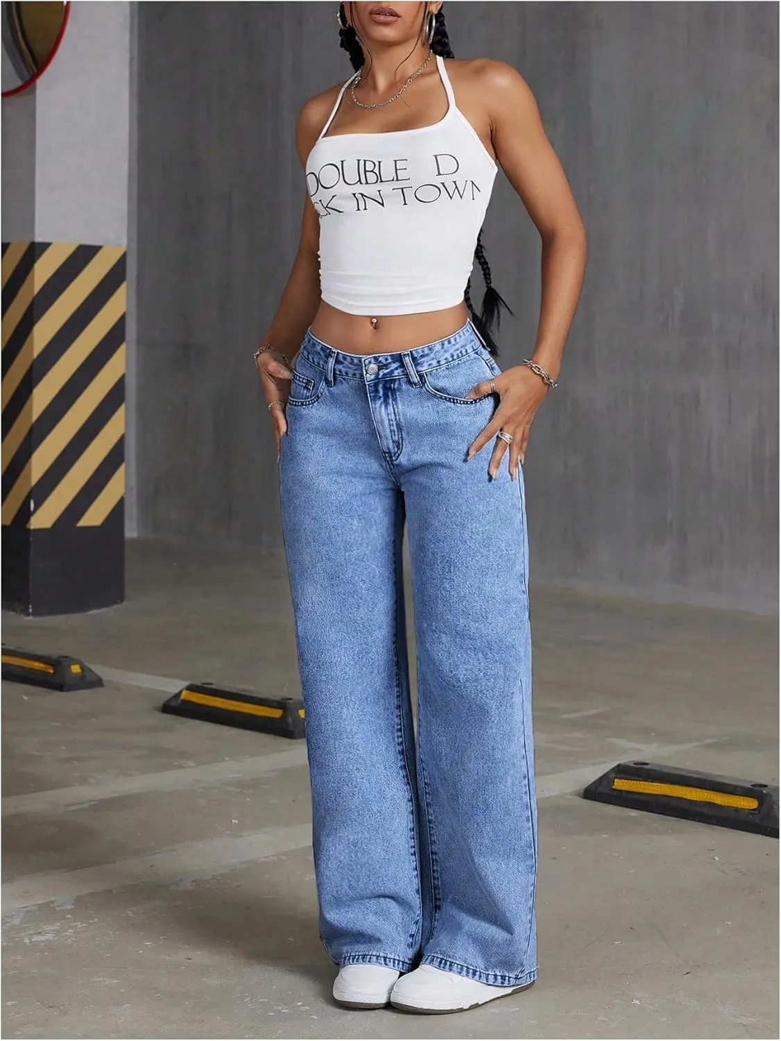 Floerns Women's Bowknot Embroidery Jeans Y2k Straight Leg Boyfriend Denim Pants