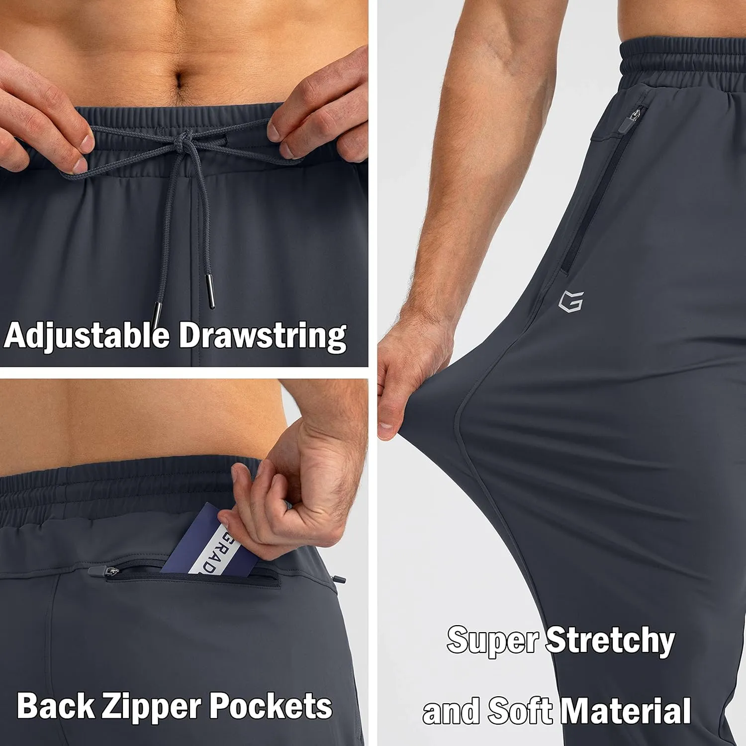 G Gradual Men's Sweatpants with Zipper Pockets Tapered Joggers for Men Athletic Pants for Workout, Jogging, Running