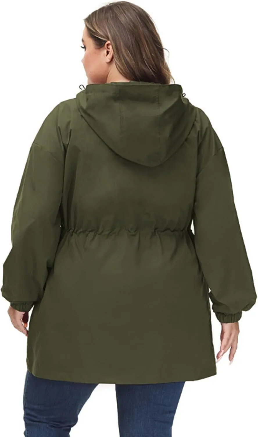 Hanna Nikole Women's Plus Size Long Hooded Raincoat Lightweight Waterproof Windbreaker Jacket