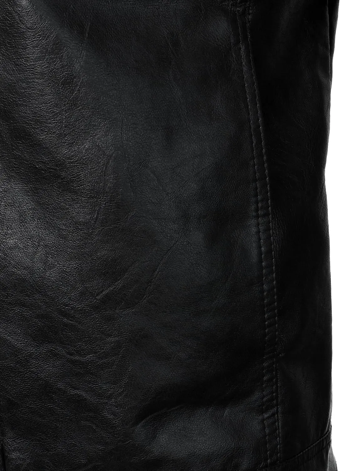 HOOD CREW Mens Faux Leather Jacket Cool Biker Jackets Vintage Stand Collar Lightweight Leather Outwear Coat
