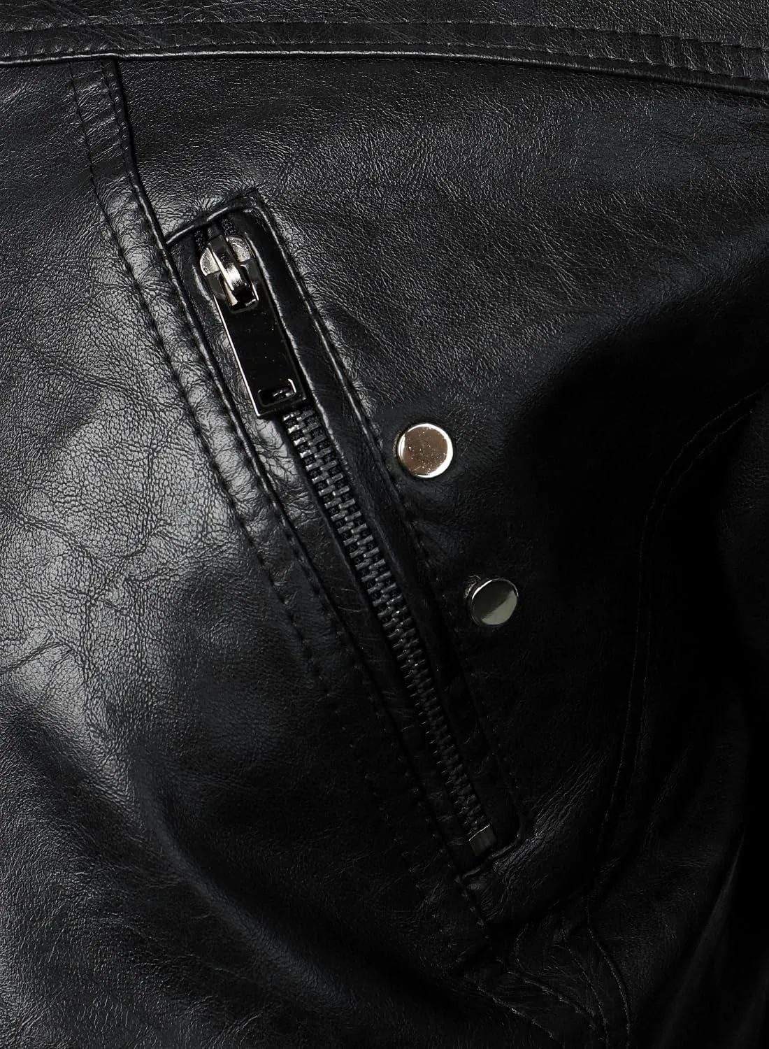 HOOD CREW Mens Faux Leather Jacket Cool Biker Jackets Vintage Stand Collar Lightweight Leather Outwear Coat