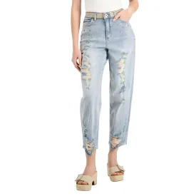 INC - Ripped High-Rise Straight-Leg Jeans
