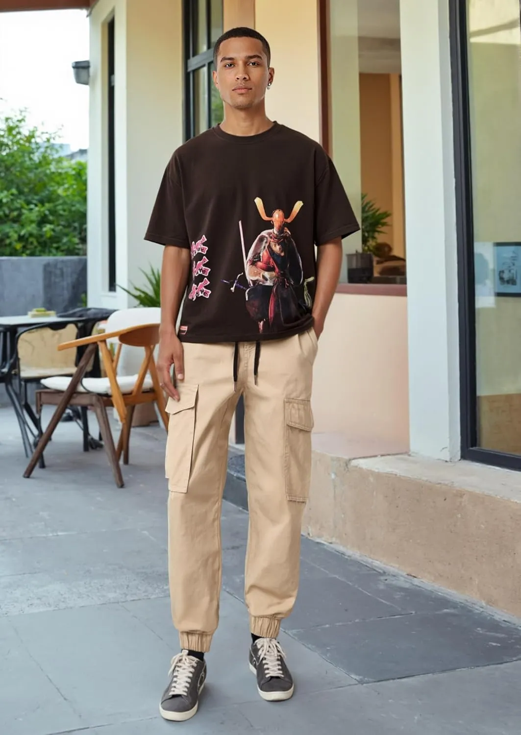 ITALYMORN Khaki Cargo Joggers for Men Elastic Ankle and Waist Casual Chino Pants with Pockets