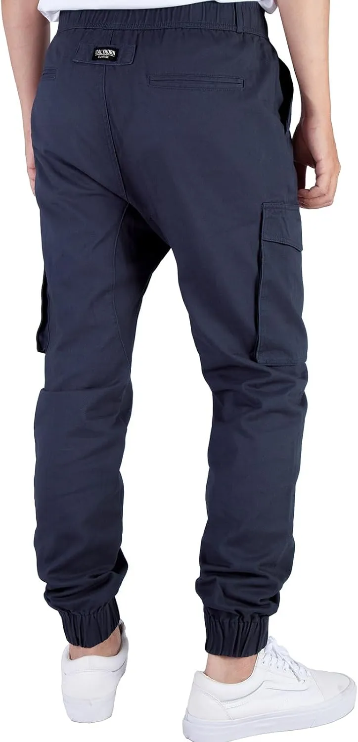 ITALYMORN Khaki Cargo Joggers for Men Elastic Ankle and Waist Casual Chino Pants with Pockets