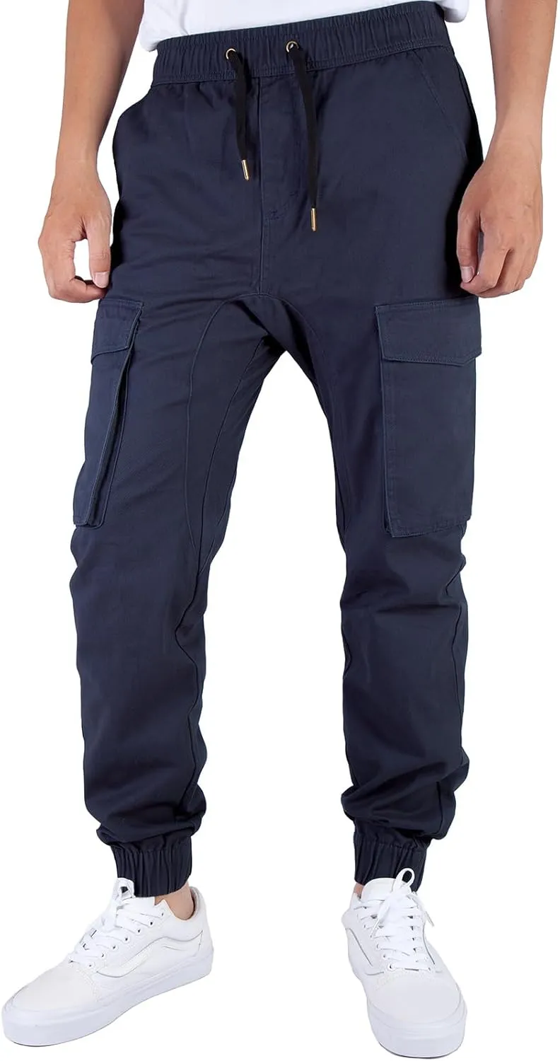 ITALYMORN Khaki Cargo Joggers for Men Elastic Ankle and Waist Casual Chino Pants with Pockets