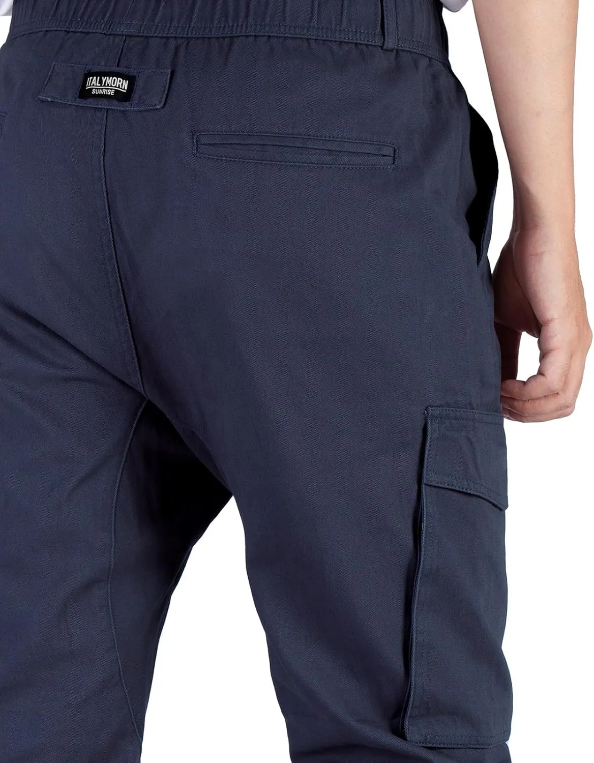 ITALYMORN Khaki Cargo Joggers for Men Elastic Ankle and Waist Casual Chino Pants with Pockets