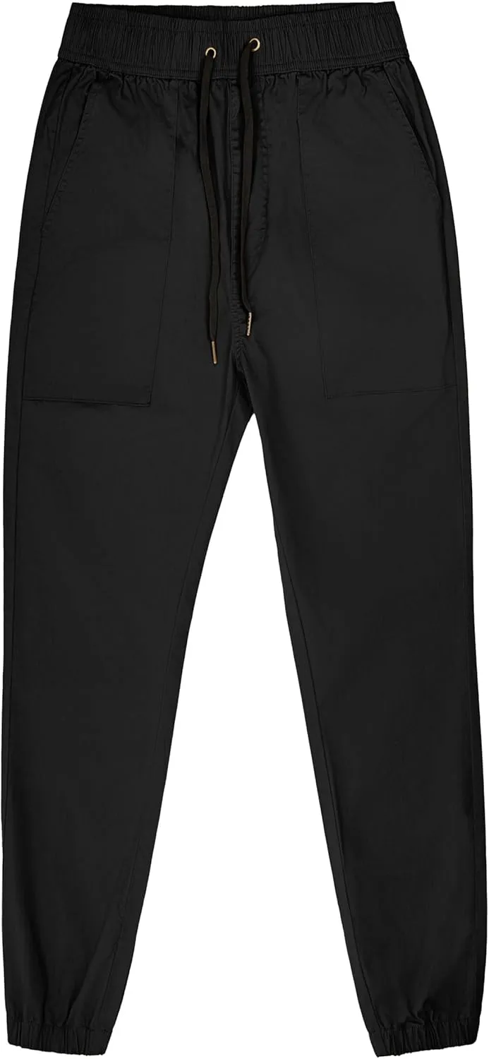 ITALYMORN Khaki Chino Joggers for Men Elastic Ankle and Waist Summer Casual Pants with Pockets