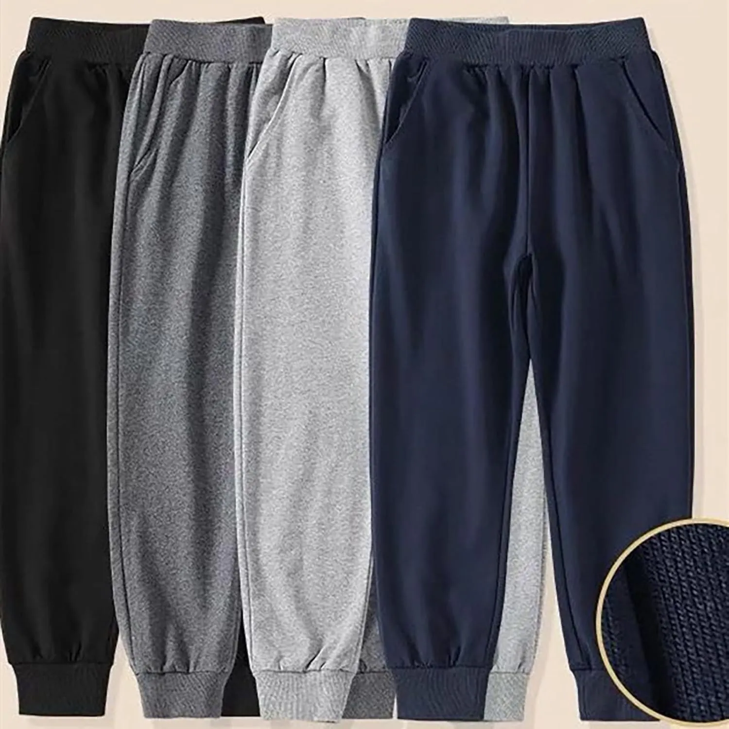 Kids Jogger Sweatpants Solid Cotton Pull on Straight Elastic Waist Sport Pants Toddler Boys Summer Casual Trousers