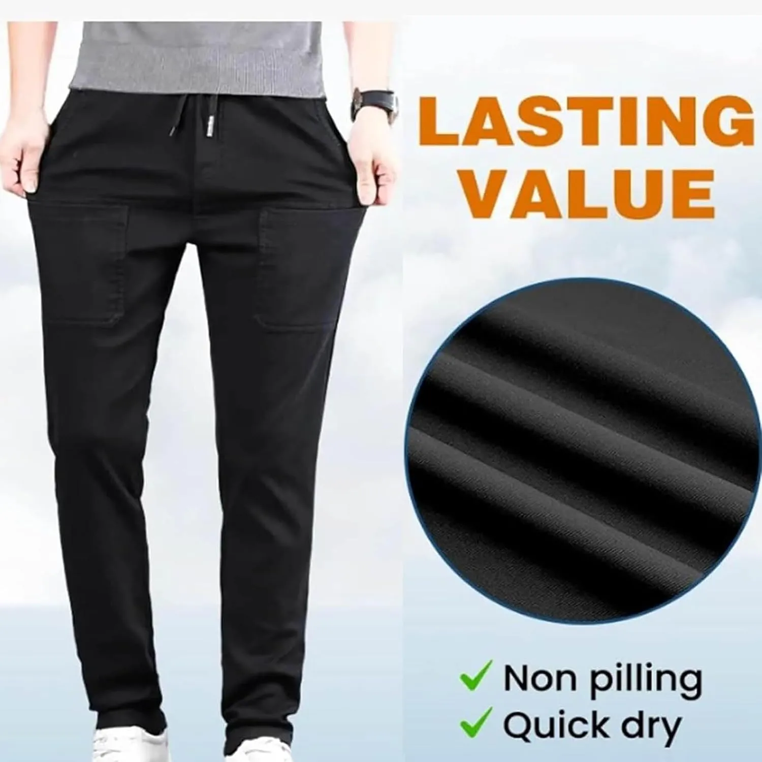 Mencomfy Cargo Pants Multipants - High Stretch Multi Pocket Durable Cargo Pants for Men Comfort Cargo Hiking Pant