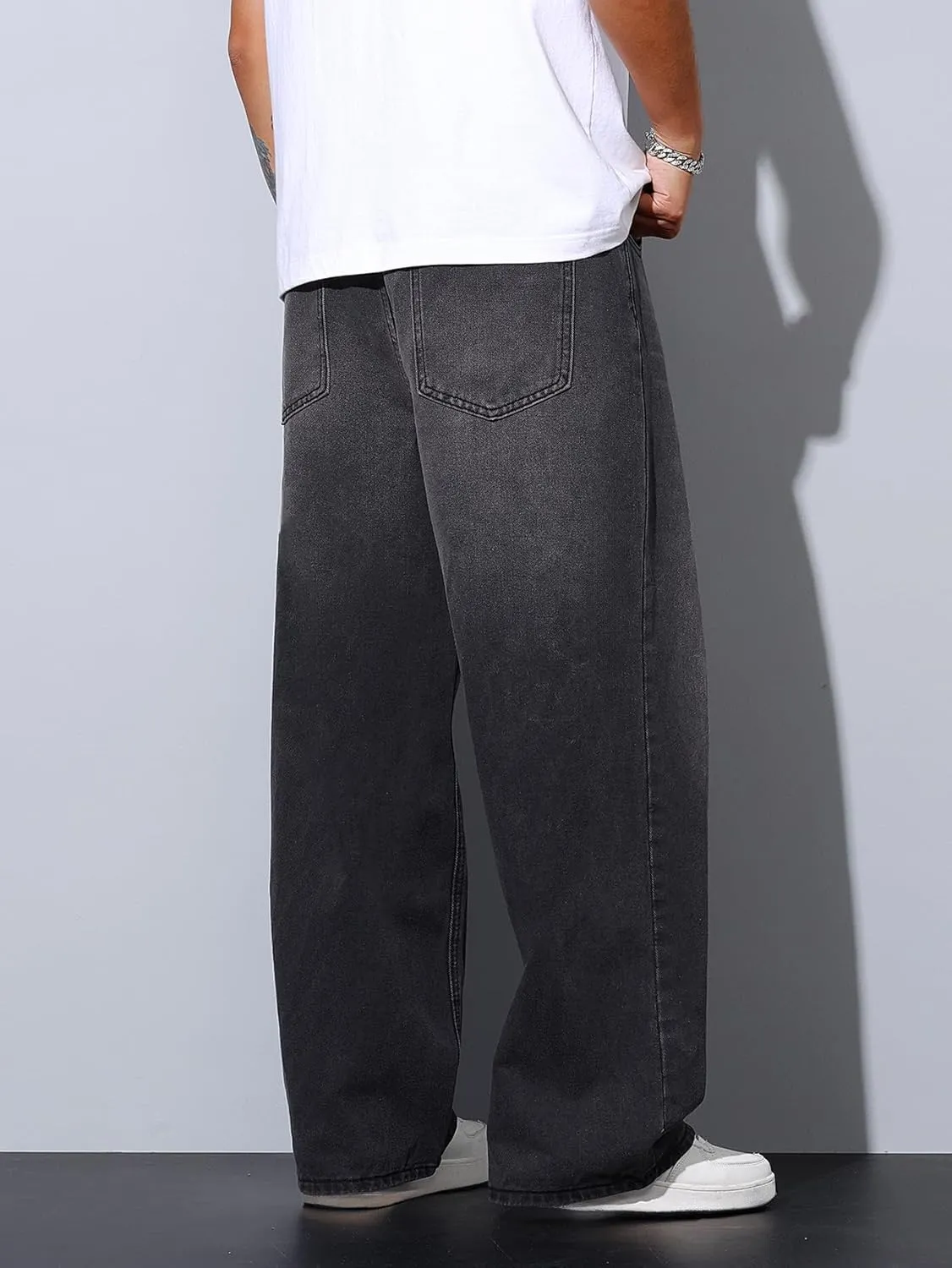 Men's Baggy Jeans Y2K Vintage Wide Leg Denim Pants Hip Hop Skater Jeans Loose Fit Trousers 2000s Streetwear