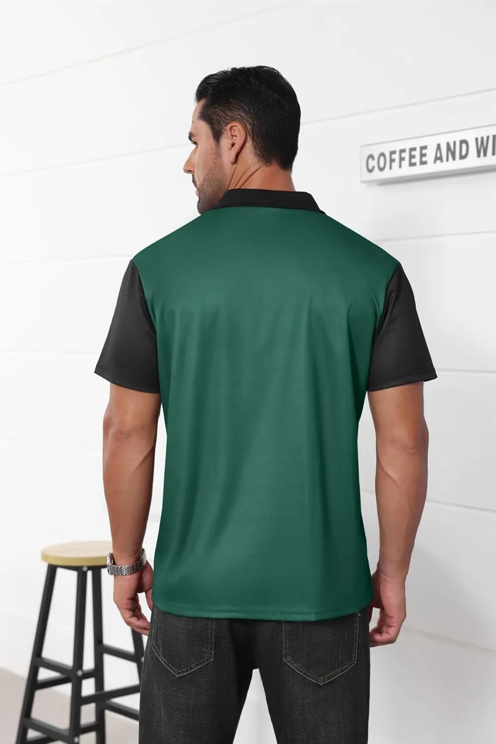 Mens Fashion Color Block Polo Shirts Casual Short Sleeve T Shirt Striped Moisture Wicking Golf Shirts Tops