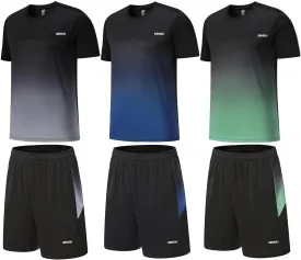 Men's Workout Sets Athletic Clothes Soccer Shirts Shorts 3 Pack Basketball Running Gym Football Outfits Summer