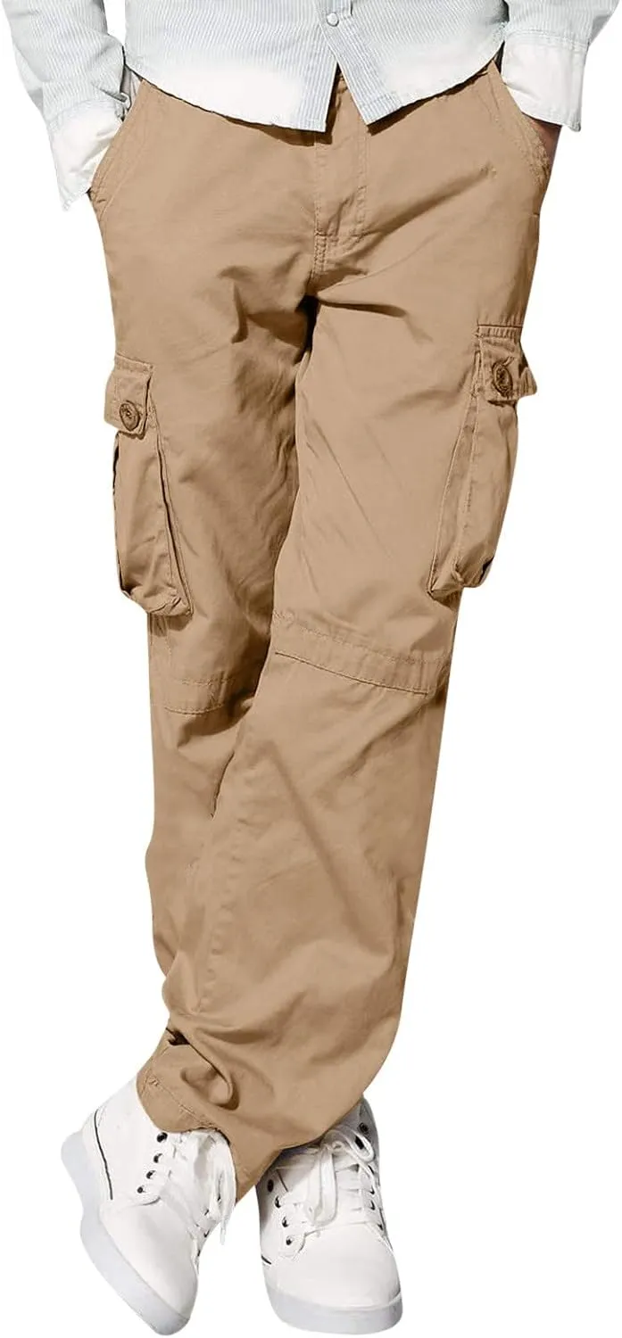 Muscularfit Cargo Pants for Men Outdoor Fashion Cotton Solid Tactical Trousers Multi Pockets Regular Fit Sport Sweatpants