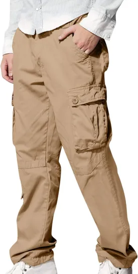 Muscularfit Cargo Pants for Men Outdoor Fashion Cotton Solid Tactical Trousers Multi Pockets Regular Fit Sport Sweatpants