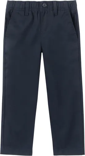 Nautica Boys School Uniform Twill Khaki Pants, Flat Front & Elasticized Waistband, Zipper Closure With Faux Button