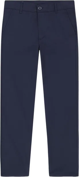 Nautica Boys School Uniform Twill Khaki Pants, Flat Front & Elasticized Waistband, Zipper Closure With Faux Button