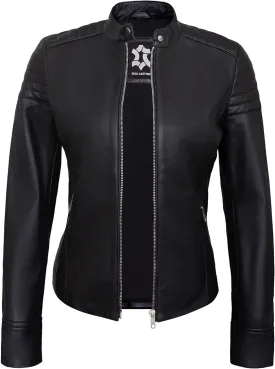 Real Leather Jacket Women - Cafe Racer Style Motorcycle Leather Jackets For Womens
