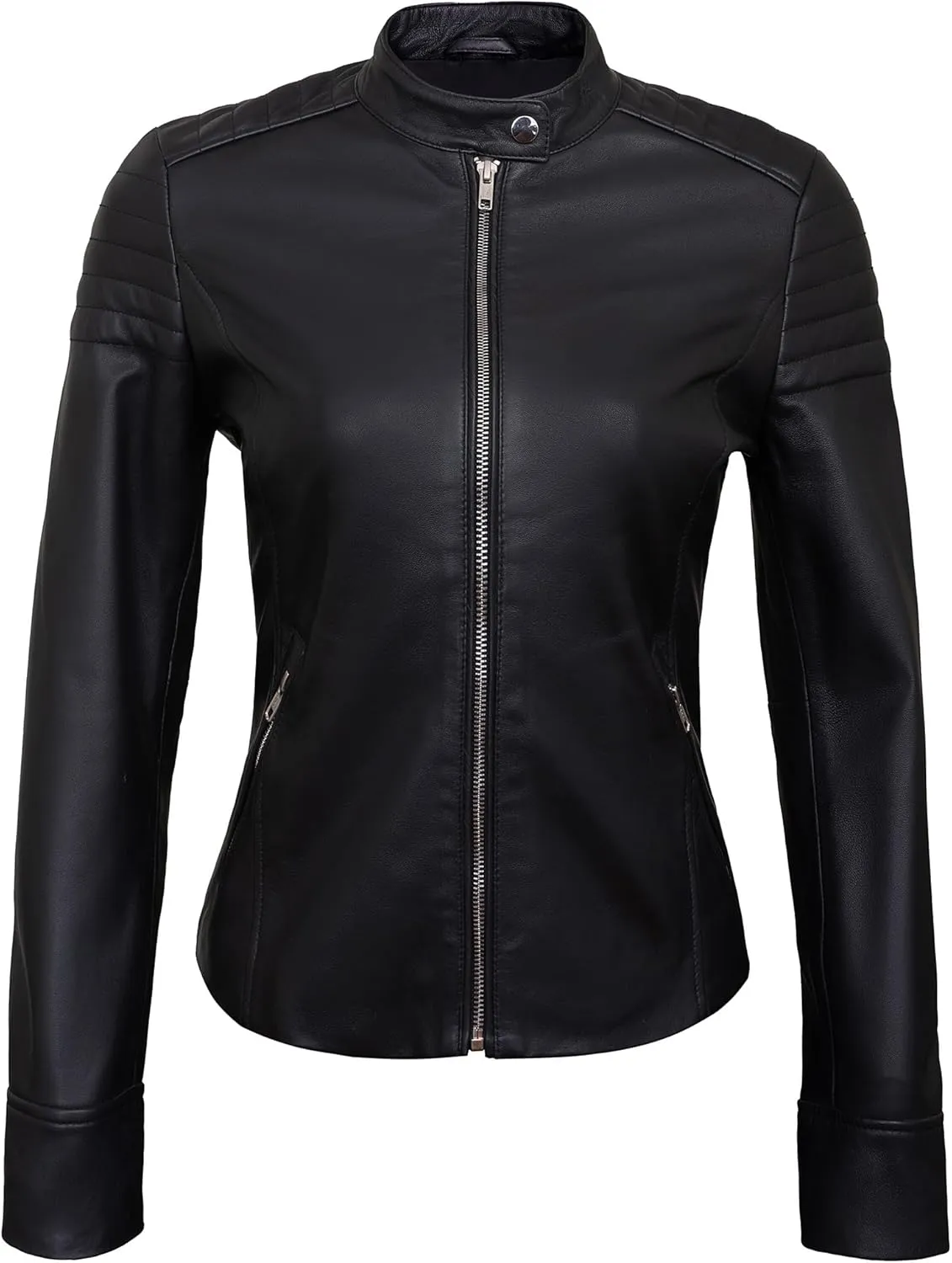 Real Leather Jacket Women - Cafe Racer Style Motorcycle Leather Jackets For Womens