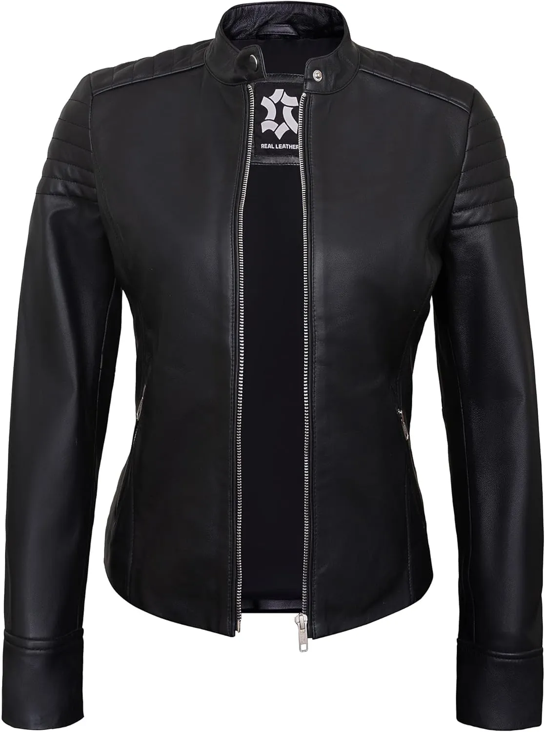 Real Leather Jacket Women - Cafe Racer Style Motorcycle Leather Jackets For Womens