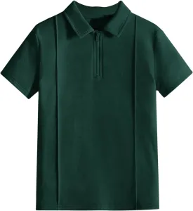 SweatyRocks Boy's Shirts Half Zip Golf Collard Short Sleeve Solid Summer Tops