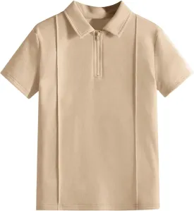 SweatyRocks Boy's Shirts Half Zip Golf Collard Short Sleeve Solid Summer Tops
