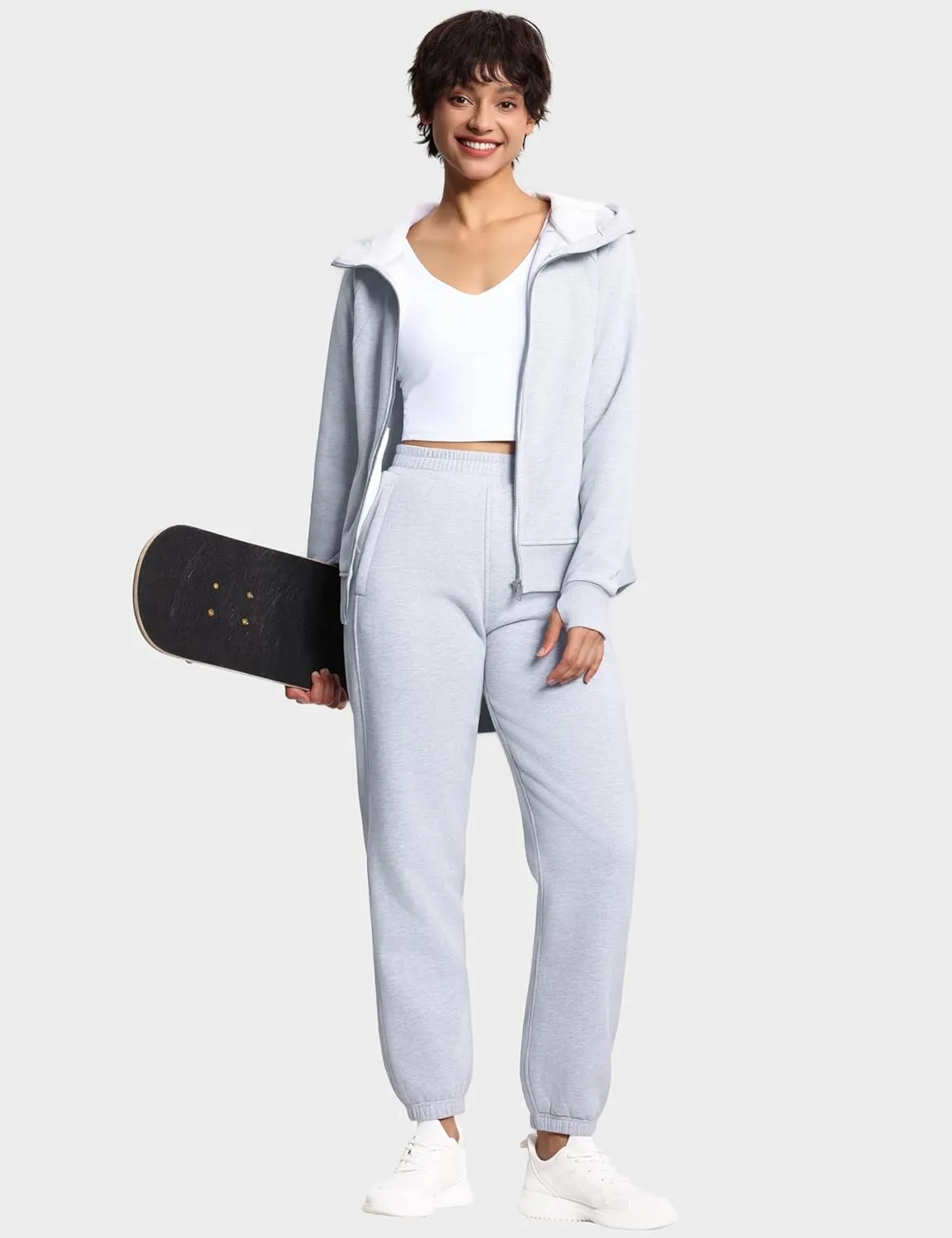 THE GYM PEOPLE Women's Fleece Sweatpants Warm Workout Joggers Pants with Pockets