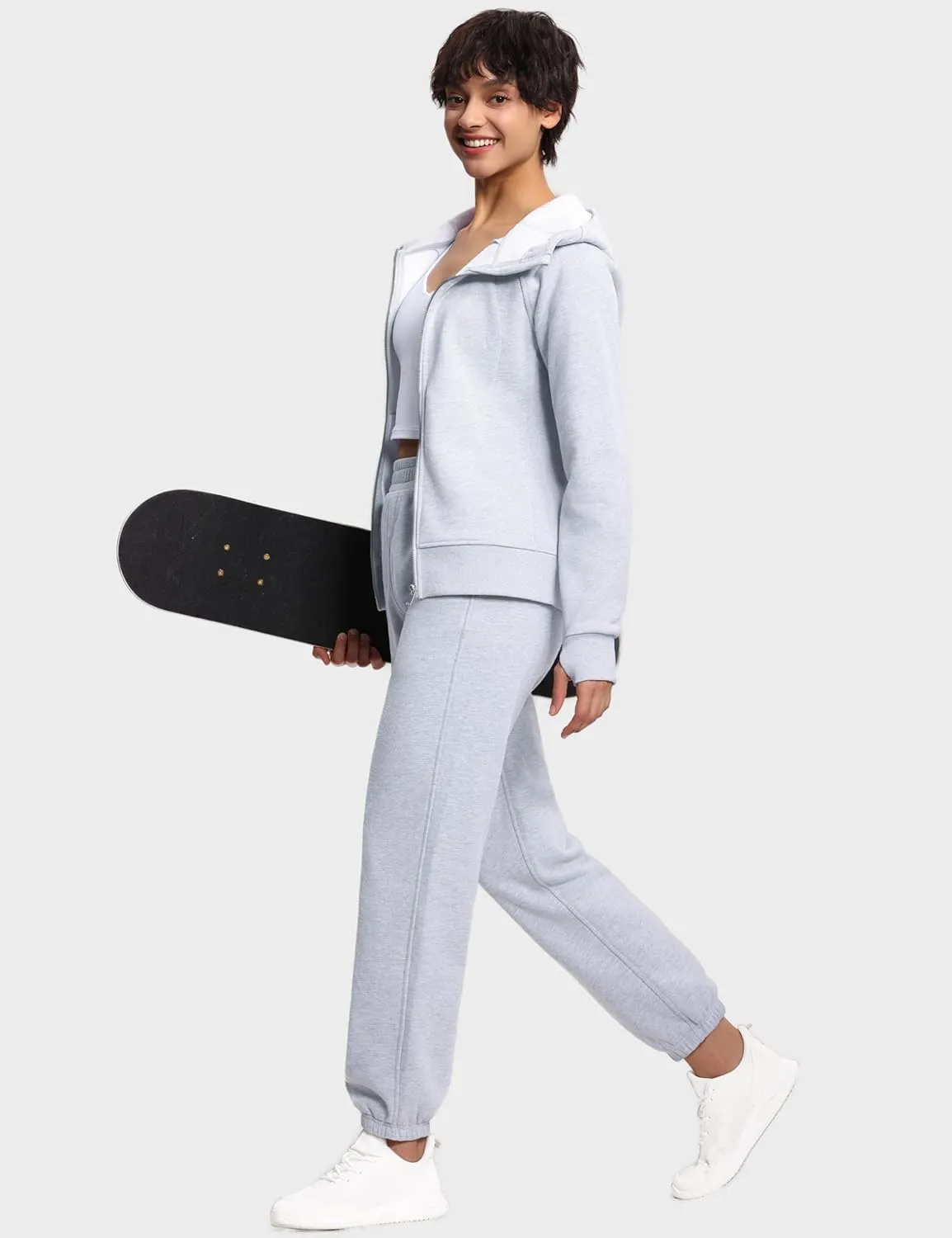 THE GYM PEOPLE Women's Fleece Sweatpants Warm Workout Joggers Pants with Pockets
