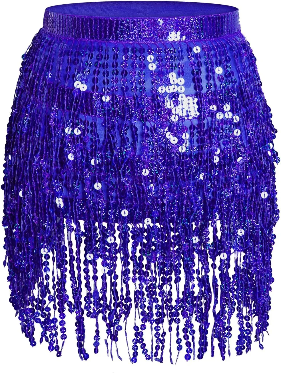 Women's Sequin Fringe Wrap Skirt Adjustable Belly Dance Skirt Fringe Wrap Dress Sequin Skirts for Ladies