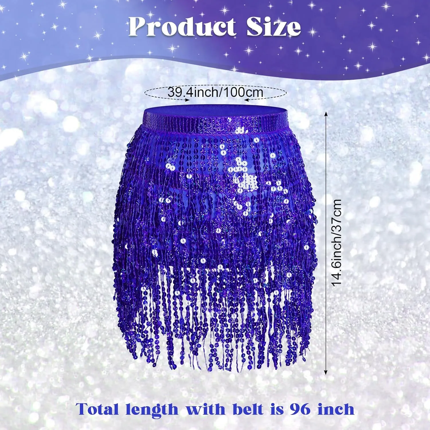 Women's Sequin Fringe Wrap Skirt Adjustable Belly Dance Skirt Fringe Wrap Dress Sequin Skirts for Ladies