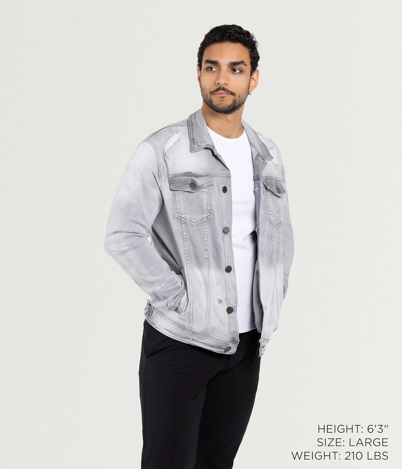 X RAY Mens Denim Jacket, Washed Ripped Distressed Flex Stretch Casual Trucker Biker Jeans Jacket for Men